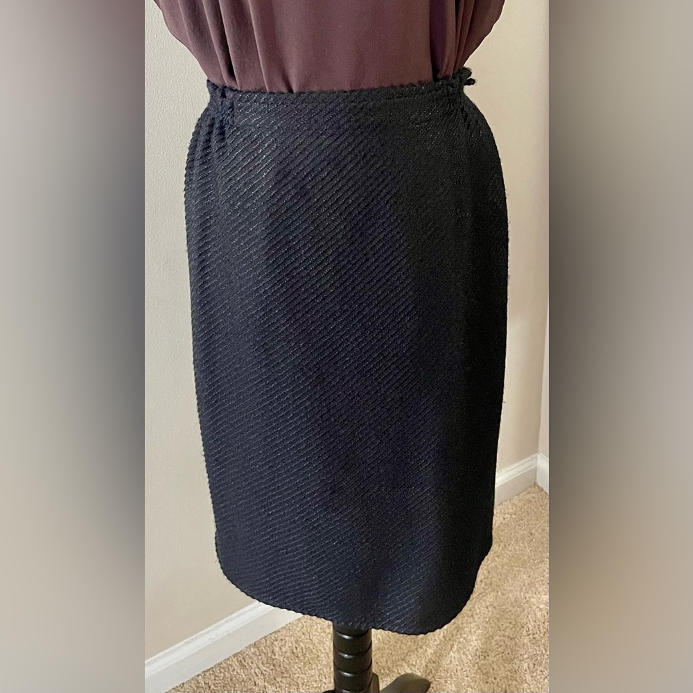 Saks Fifth Avenue Vintage Pencil Skirt Elastic Waist Knee-Length Black & Brown